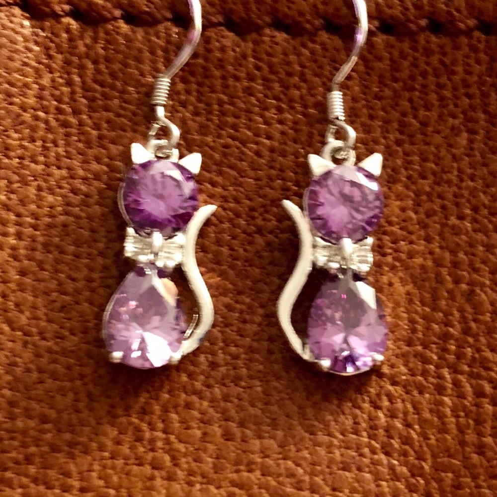 EARRINGS 925 silver & purple crystal
